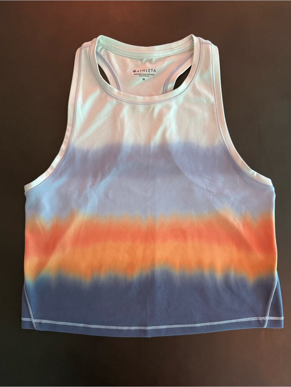 Athleta Tie-Dye Racerback Tank Top in Blue, Orange, White